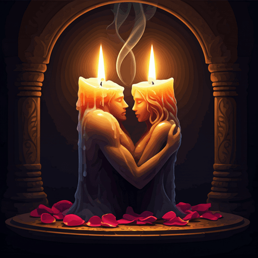 Velas ceremoniales de amor en abrazo místico